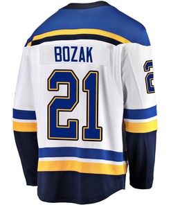 St. Louis Blues Tyler Bozak 21 Away 2022 Stanley Cup Playoffs Breakaway Men Jersey - White
