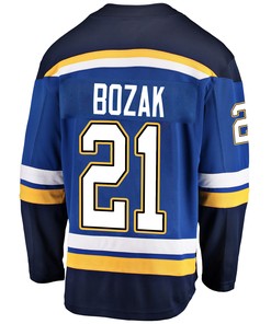 St. Louis Blues Tyler Bozak 21 Home 2022 Stanley Cup Playoffs Breakaway Men Jersey - Royal
