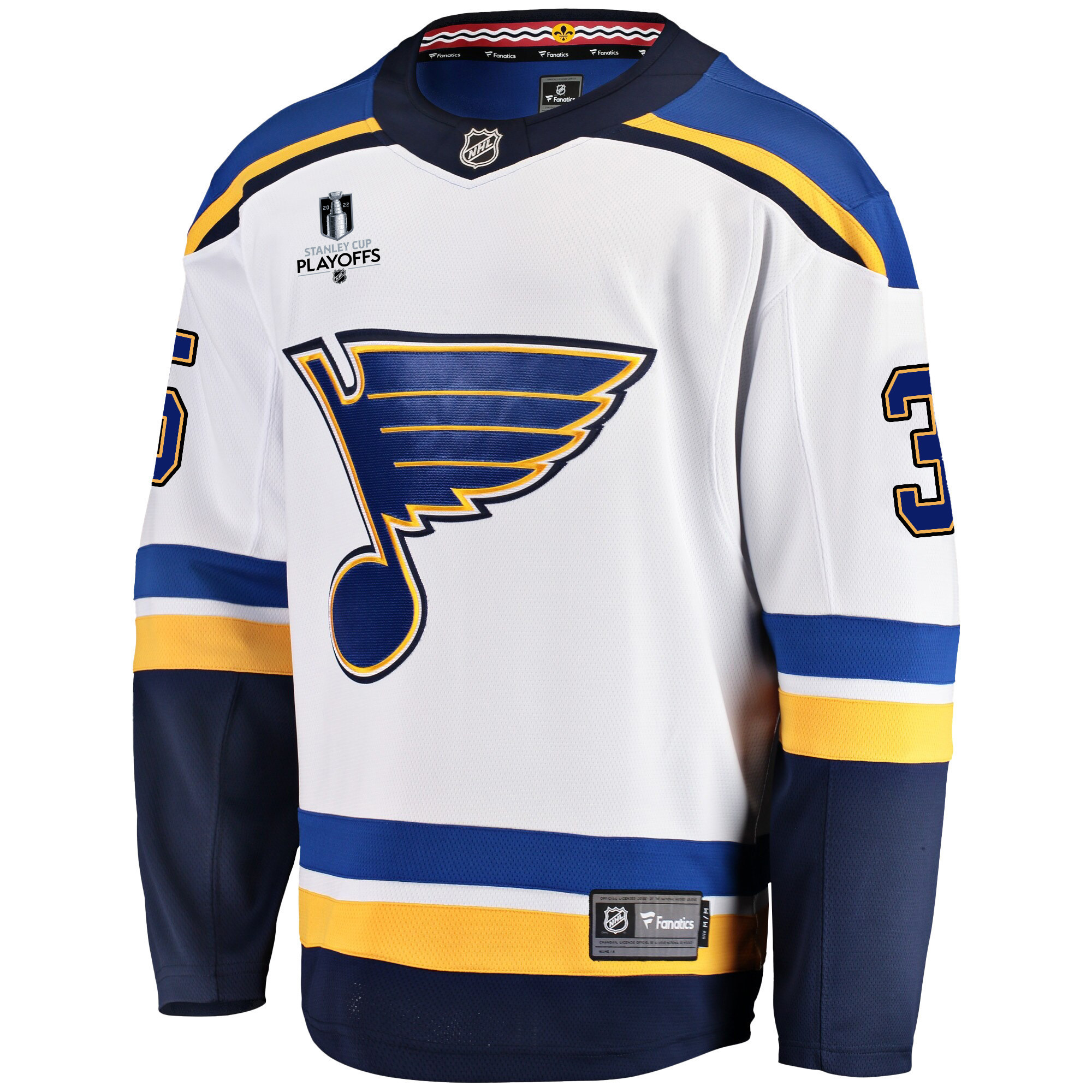 St. Louis Blues Ville Husso 35 Away 2022 Stanley Cup Playoffs Breakaway Men Jersey - White