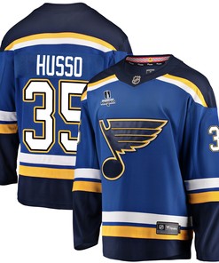 St. Louis Blues Ville Husso 35 Home 2022 Stanley Cup Playoffs Breakaway Men Jersey - Royal