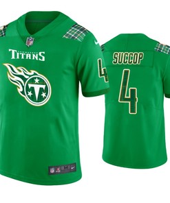 St. Patricks Day Tennessee Titans #4 Ryan Succop Jersey Kelly Green - Men