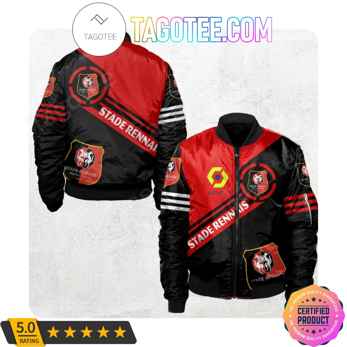 Stade Rennais FC Red Black Bomber Jacket