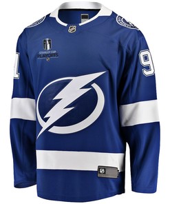 Steven Stamkos 91 Tampa Bay Lightning Stanley Cup 2023 Playoffs Patch Home Breakaway Men Jersey - Blue