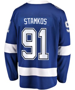 Steven Stamkos 91 Tampa Bay Lightning Stanley Cup 2023 Playoffs Patch Home Breakaway Men Jersey - Blue