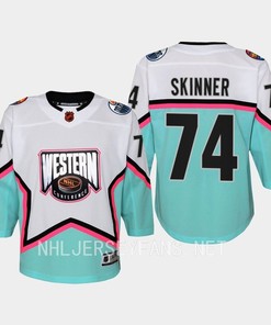 Stuart Skinner 74 Edmonton Oilers 2023 All-Star Game Jersey White Equipment