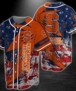 Syracuse Orange NCAA Baseball Jersey Shirt US Flag