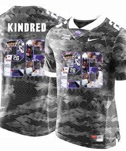 TCU Horned Frogs Grey Derrick Kindred College Football Jersey