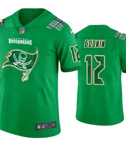 Tampa Bay Buccaneers #12 Chris Godwin Jersey St. Patricks Day Kelly Green Lucky - Men