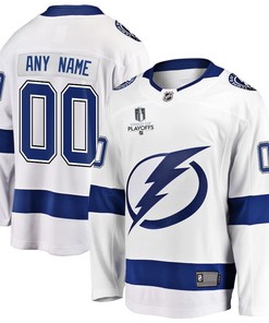 Tampa Bay Lightning Stanley Cup 2023 Playoffs Patch Away Breakaway Custom Men Jersey - White