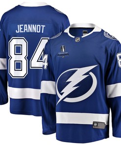Tanner Jeannot 84 Tampa Bay Lightning Stanley Cup 2023 Playoffs Patch Home Breakaway Men Jersey - Blue