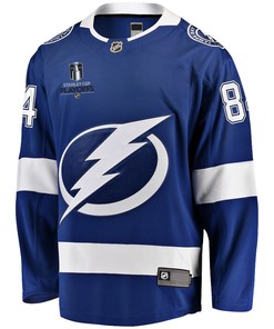 Tanner Jeannot 84 Tampa Bay Lightning Stanley Cup 2023 Playoffs Patch Home Breakaway Men Jersey - Blue