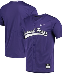 Tcu Horned Frogs Replica Full-button Baseball Jersey - Purple Ncaa
