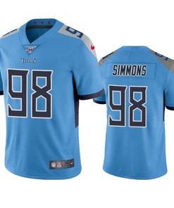 Tennessee Titans Jeffery Simmons Light Blue 100th Season Vapor Limited Jersey