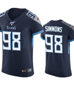 Tennessee Titans Jeffery Simmons Navy 100th Season Vapor Elite Jersey