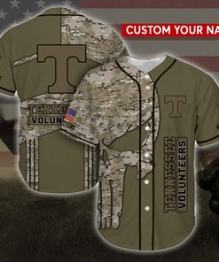Tennessee Volunteers Personalized Baseball Jersey Shirt Camo