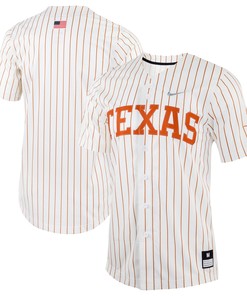 Texas Longhorns Pinstripe Replica Full-button Baseball Jersey - White Ncaa
