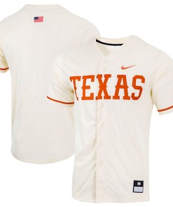Texas Longhorns Replica Full Button Baseball Jersey Natural Ncaa
