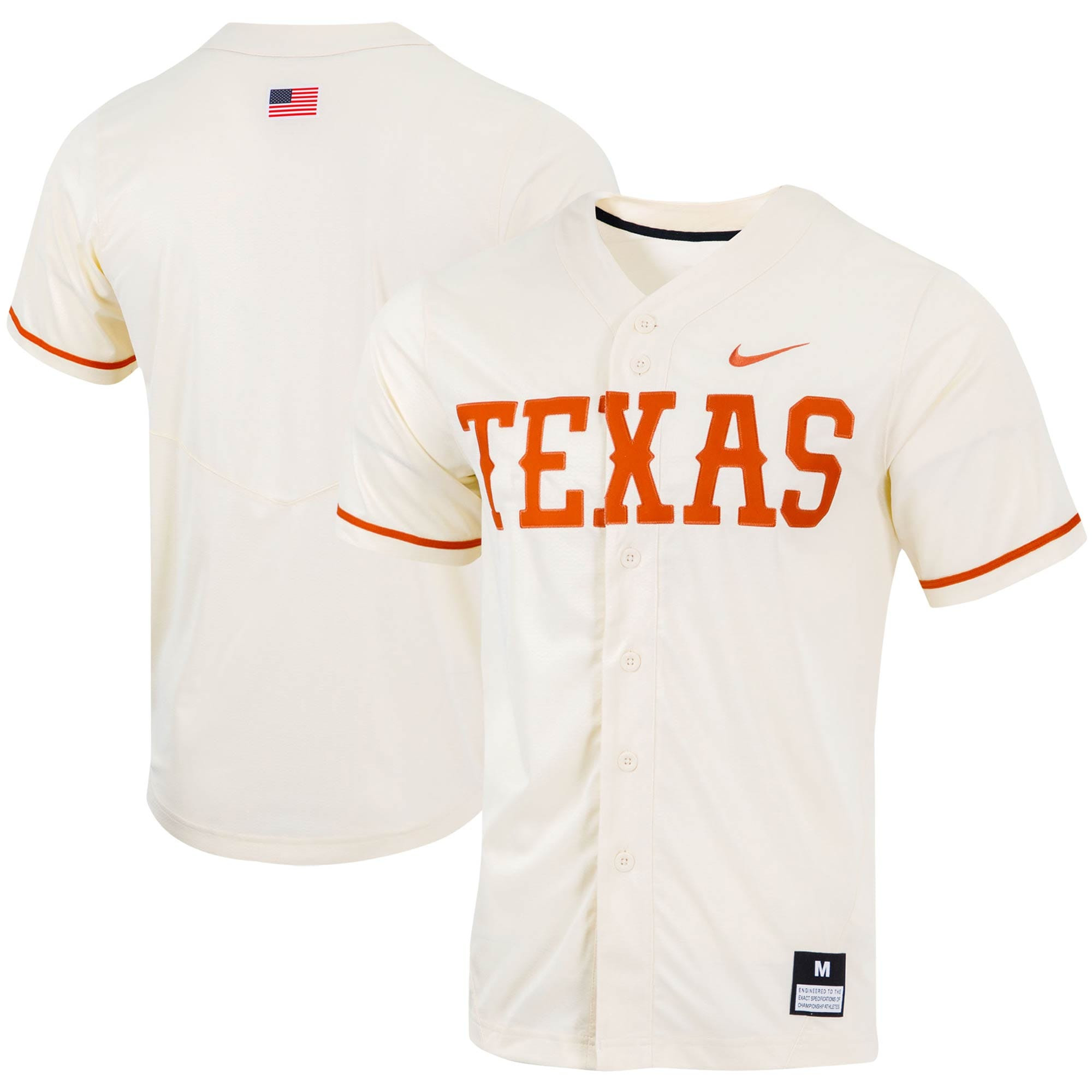 Texas Longhorns Replica Full Button Baseball Jersey Natural Ncaa