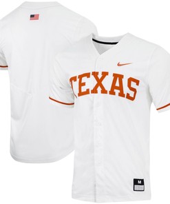 Texas Longhorns Replica Full Button Baseball Jersey White Ncaa