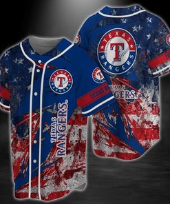 Texas Rangers MLB Baseball Jersey Shirt US Flag