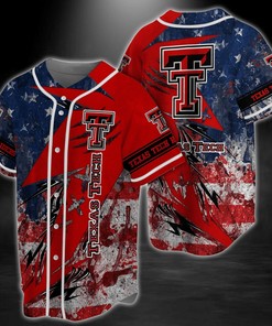 Texas Tech Red Raiders NCAA Baseball Jersey Shirt US Flag