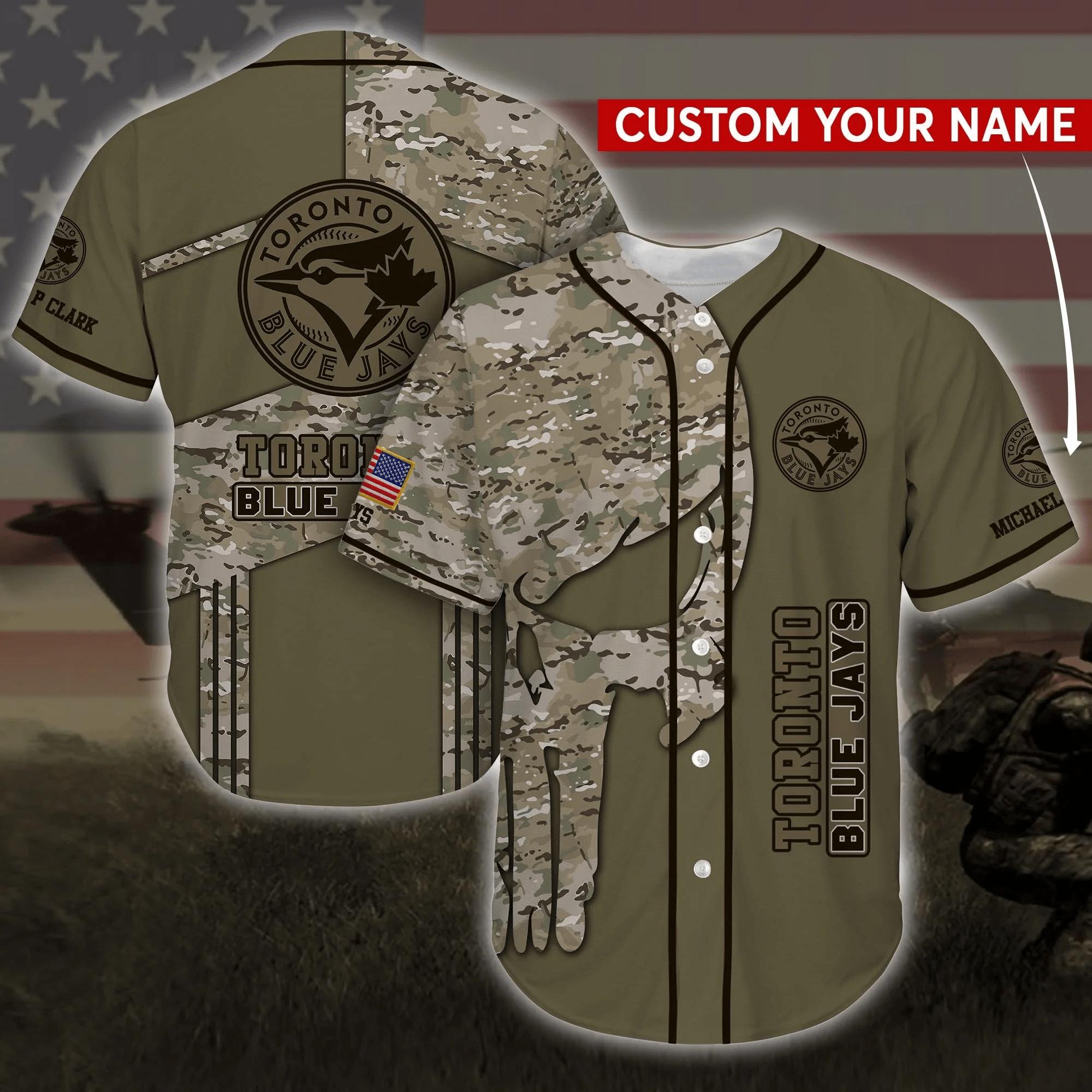 Toronto Blue Jays MLB Personalized Baseball Jersey Shirt Camo