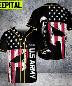 US Navy Custom Name Veteran Camo Skull US Flag 3D BaseBall Jersey