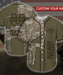 Utah State Aggies Personalized Custom Name Baseball Jersey Shirt Camo