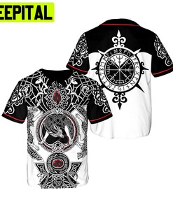 Viking Tattoo Wolf WhiteBlack BaseBall Jersey For Men Son Of Odin