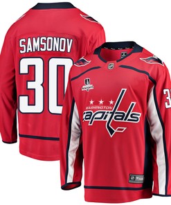 Washington Capitals Ilya Samsonov 30 Home 2022 Stanley Cup Playoffs Breakaway Men Jersey - Red