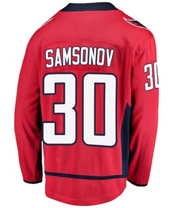 Washington Capitals Ilya Samsonov 30 Home 2022 Stanley Cup Playoffs Breakaway Men Jersey - Red