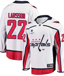Washington Capitals Johan Larsson 22 Away 2022 Stanley Cup Playoffs Breakaway Men Jersey - White