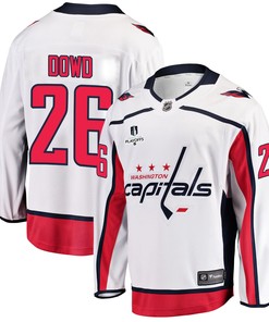 Washington Capitals Nic Dowd 26 Away 2022 Stanley Cup Playoffs Breakaway Men Jersey - White