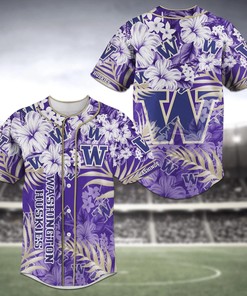 Washington Huskies NCAA Baseball Jersey Shirt Flower