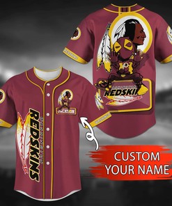 Washington Redskins NFL Custom Name Baseball Jersey Shirt V1