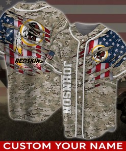 Washington Redskins NFL Custom Name Baseball Jersey Shirt V3