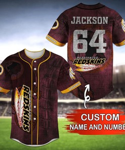 Washington Redskins NFL Custom Name Baseball Jersey Shirt V4