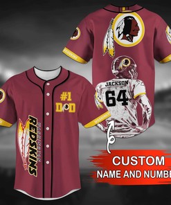 Washington Redskins NFL Custom Name Baseball Jersey Shirt V6