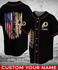 Washington Redskins NFL Custom Name Baseball Jersey Shirt V7