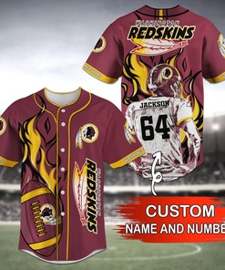 Washington Redskins NFL Custom Name Baseball Jersey Shirt V9