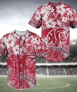 Washington State Cougars NCAA Baseball Jersey Shirt Flower