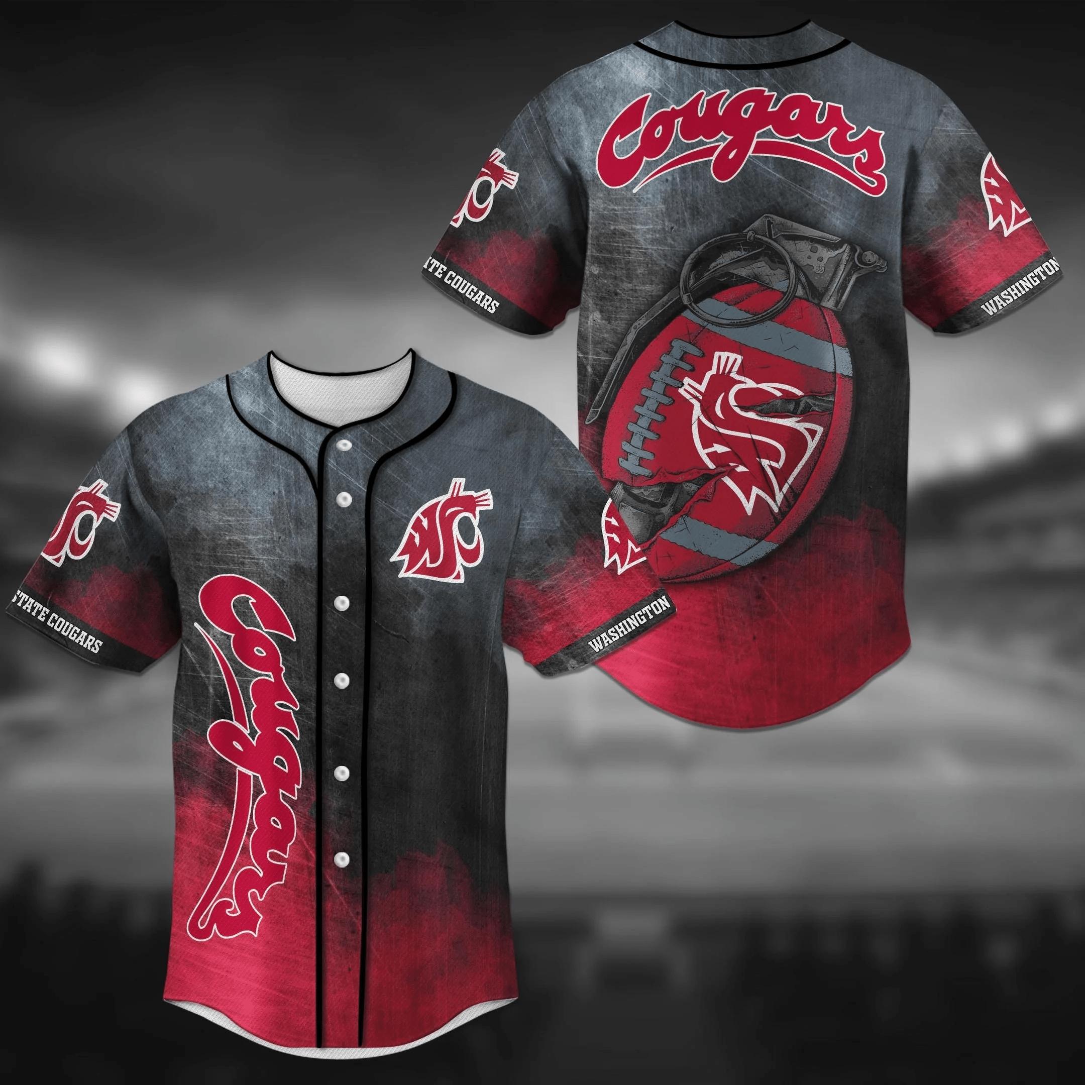 Washington State Cougars NCAA Baseball Jersey Shirt Grenade