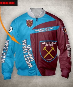 West Ham United FC Custom Name Blue Red Bomber Jacket