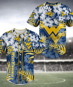 West Virginia Mountaineers NCAA Baseball Jersey Shirt Flower