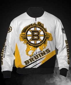White Boston Bruins Jacket Print 3D