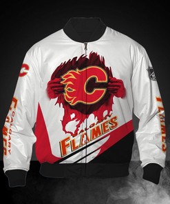 White Calgary Flames Jacket Print 3D