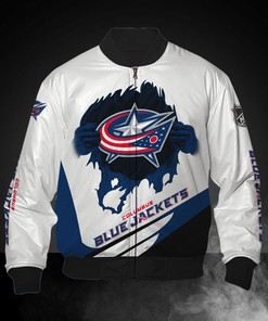 White Columbus Blue Jackets Jacket Print 3D