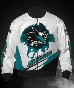 White San Jose Sharks Jacket Print 3D