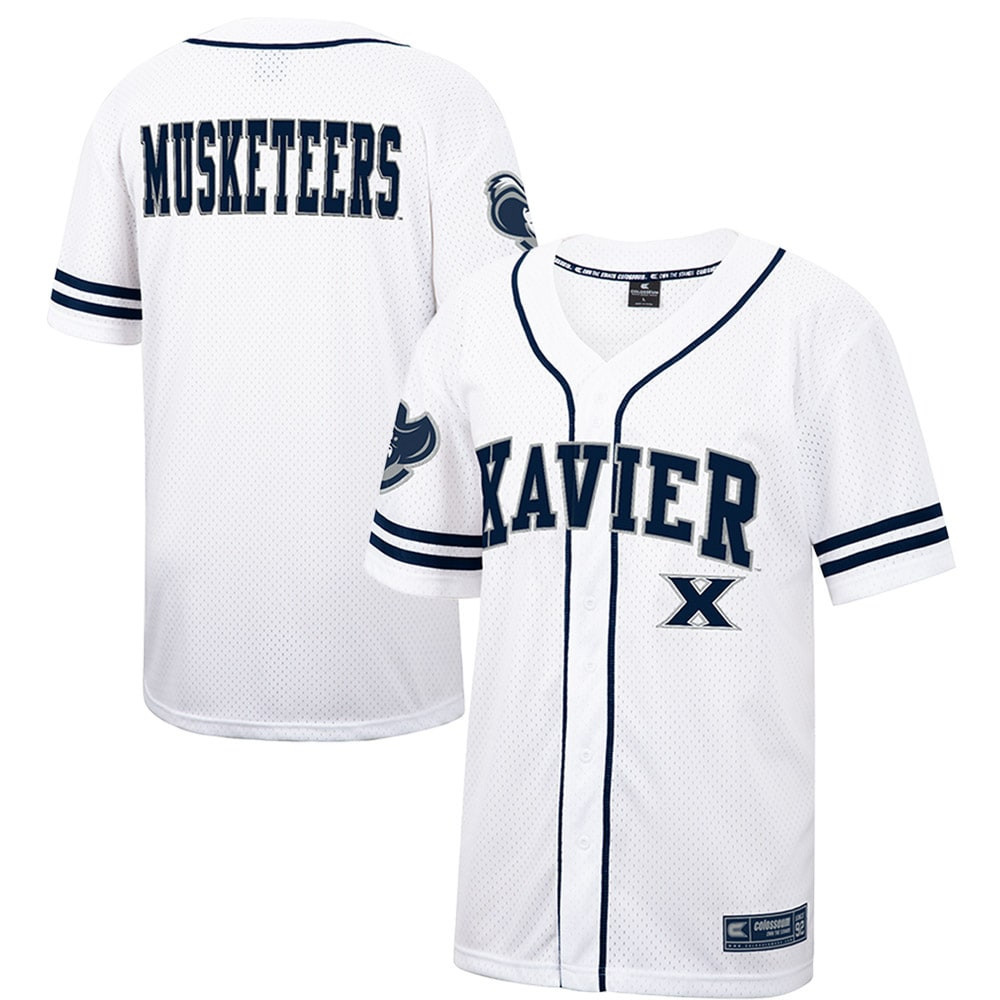 Xavier Musketeers Colosseum Free Spirited Baseball Jersey - White/navy Ncaa