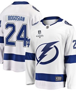 Zach Bogosian 24 Tampa Bay Lightning Stanley Cup 2023 Playoffs Patch Away Breakaway Men Jersey - White